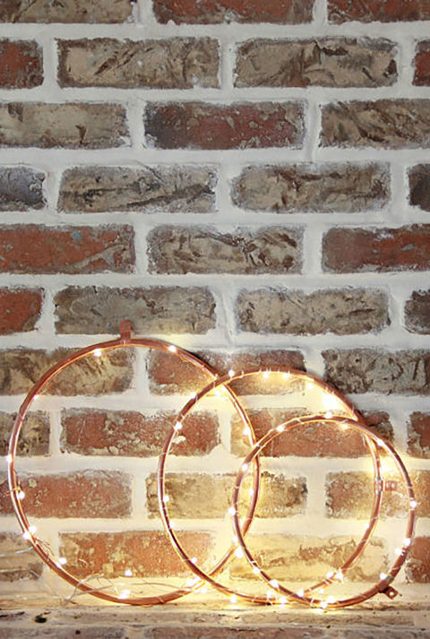 Copper lighted wreaths