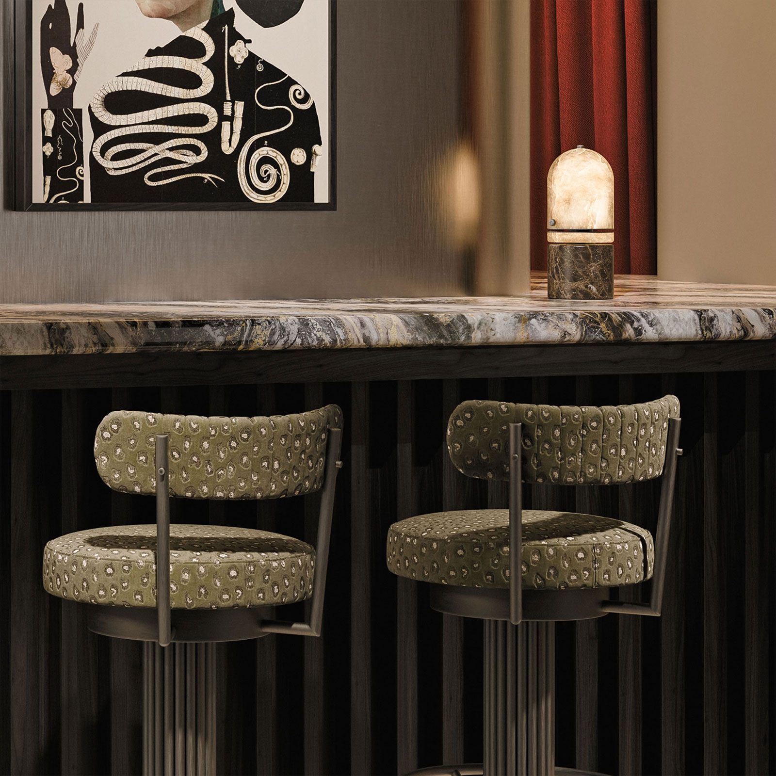 Russell Table Lamp and Willis Bar chairs Russell Table Lamp and Willis Bar chairs