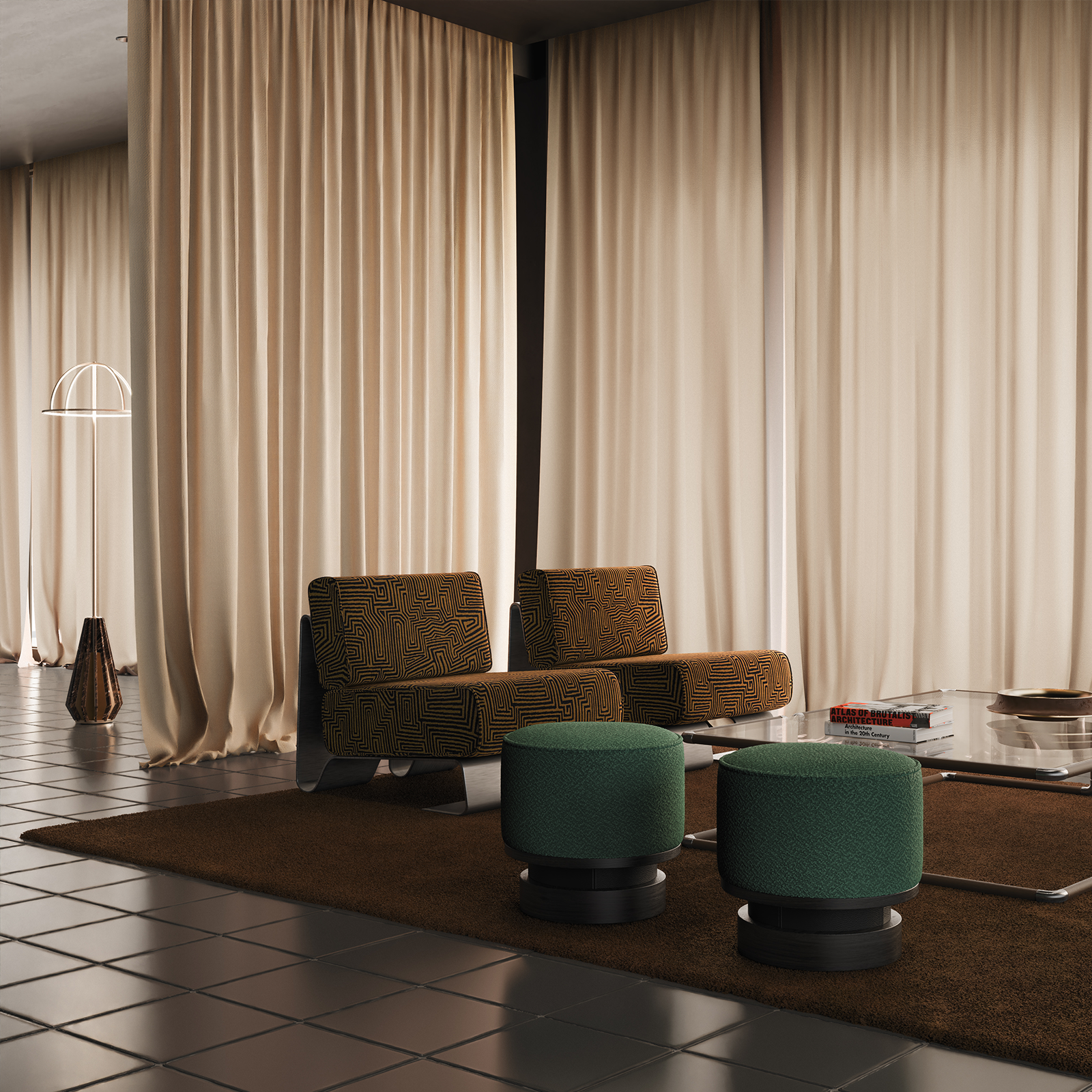 Rushmore Armchair Rushmore armchair, Wyo stool. Nevada floor lamp and Dickson center table