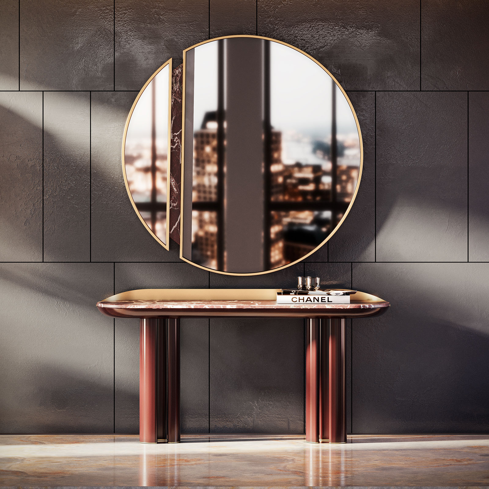 Beverly Console Beverly Console in lobby set