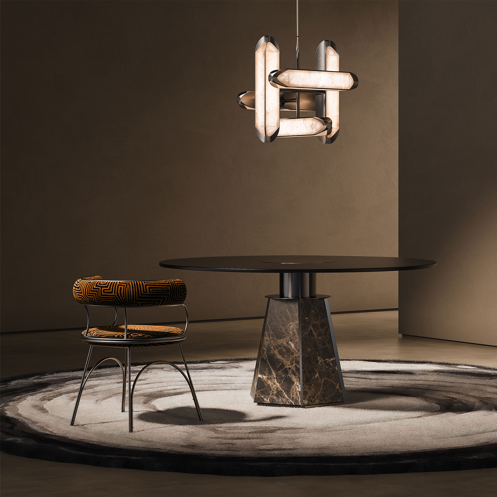 Austin Dining Chair, Kanzas Dining Table and Glacier Suspension Lamp Austin Dining Chair, Kanzas Dining Table and Glacier Suspension Lamp