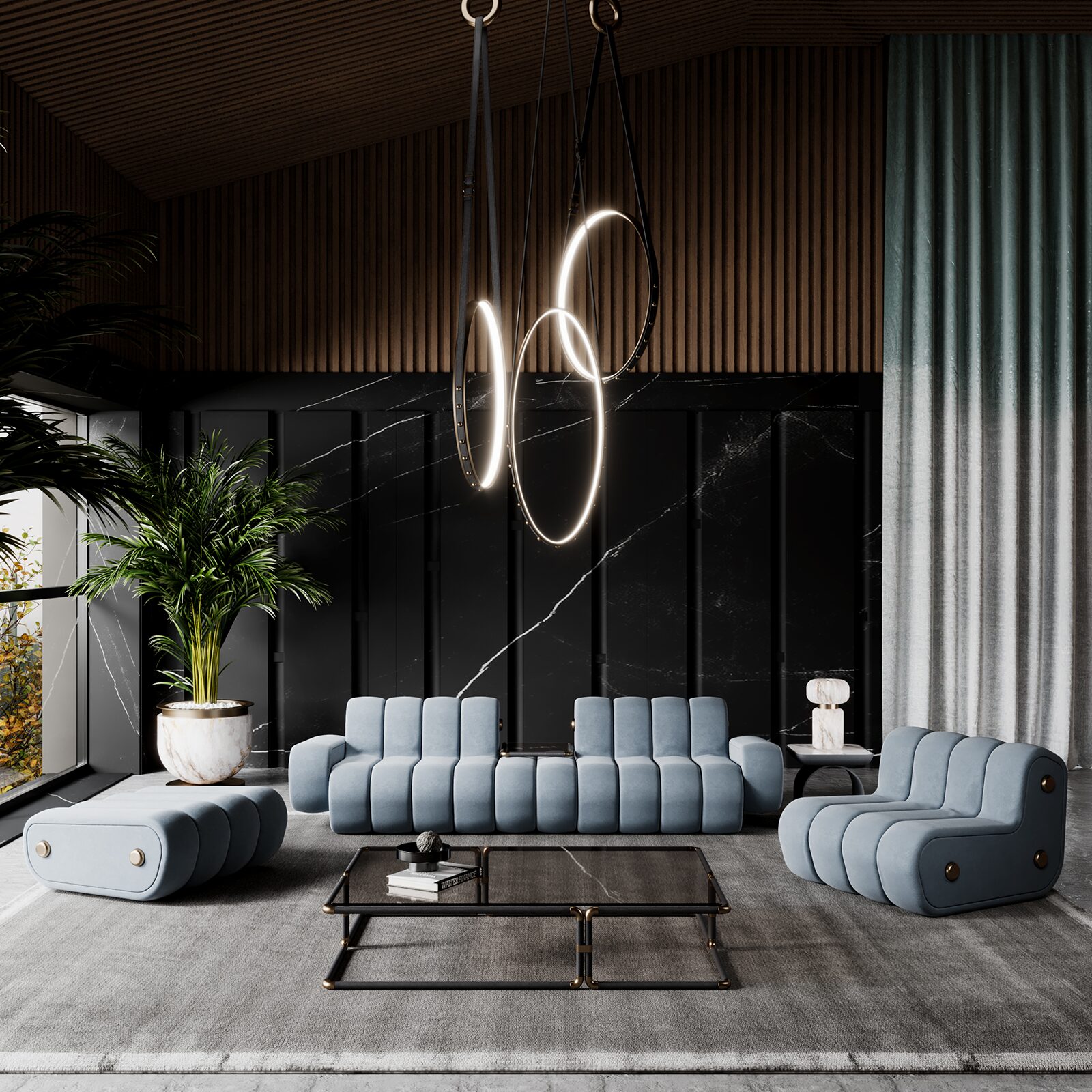 Dakota Family with Missouri Pendant Lamp in a living room set Dakota Family with Missouri Pendant Lamp in a living room set