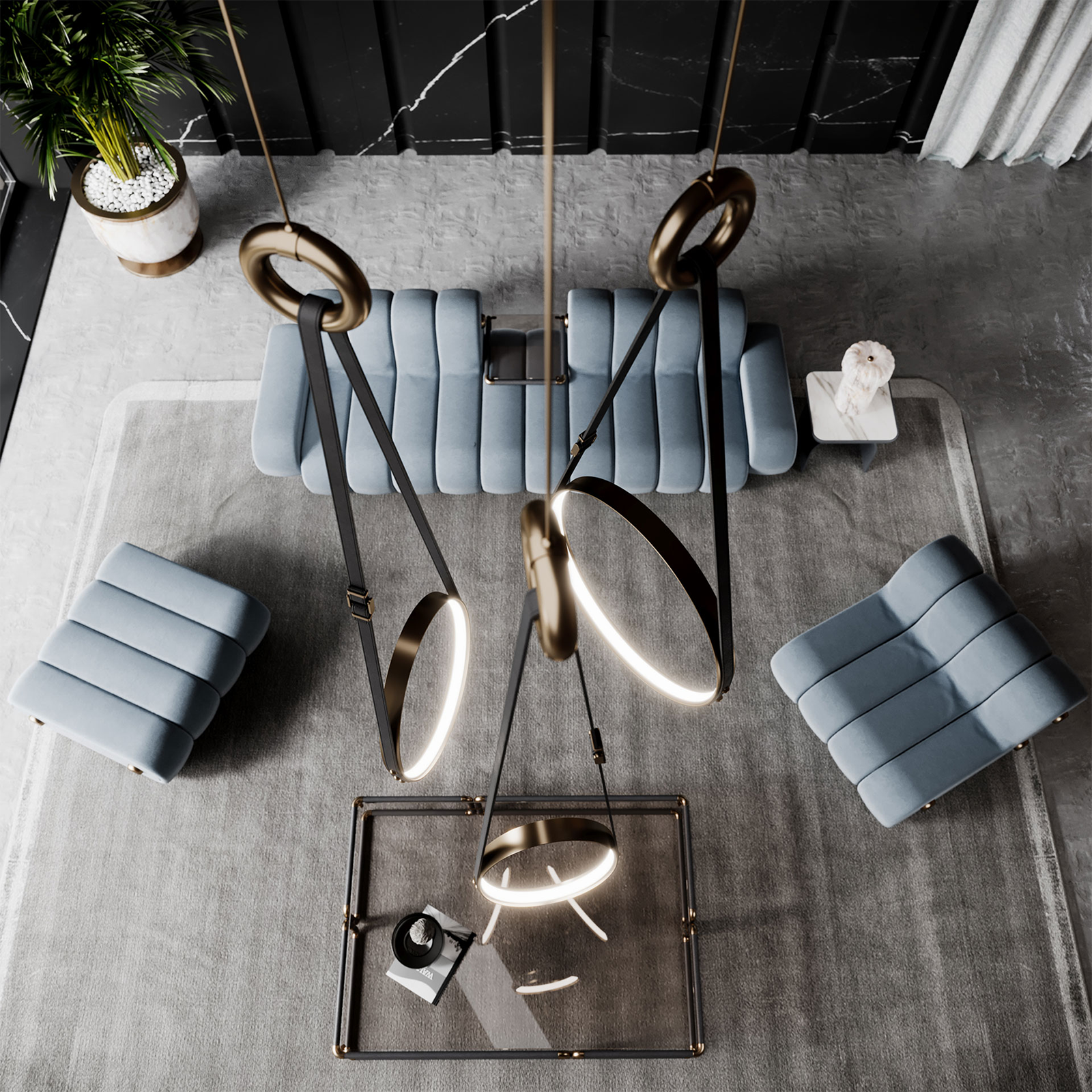 Dakota Family with Missouri Pendant Lamp in a living room set Dakota Family with Missouri Pendant Lamp in a living room set