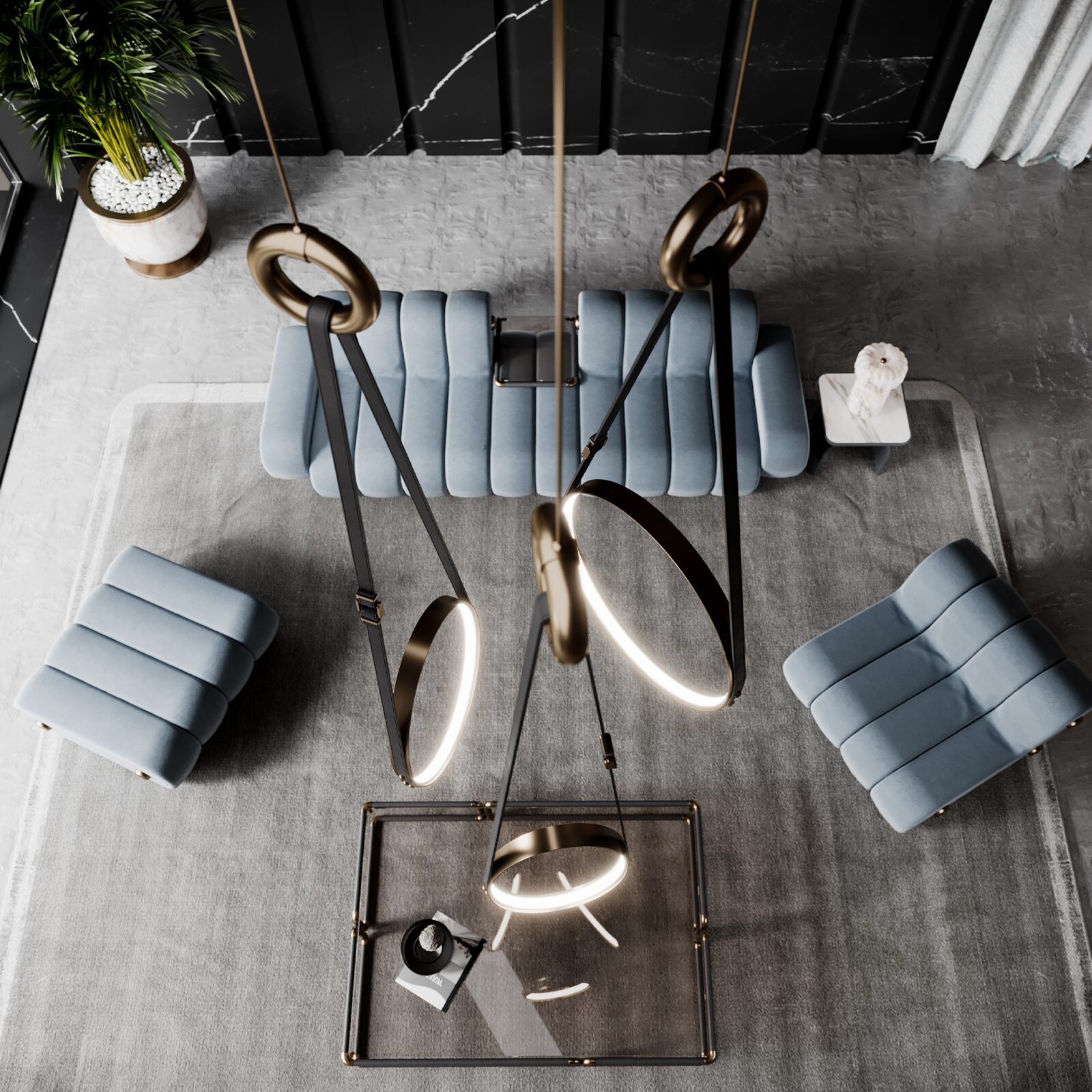 Dakota Family in a living room set Dakota Family with Missouri Pendant Lamp in a living room set