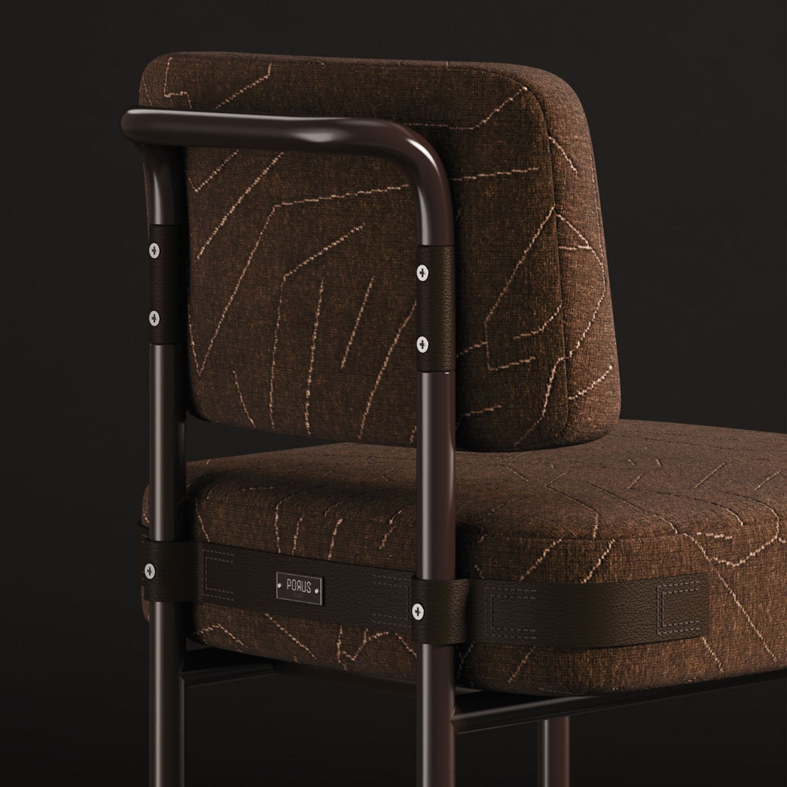 Fulton Bar Chair corner back view detail alternative finishes Fulton Bar Chair corner back view detail alternative finishes