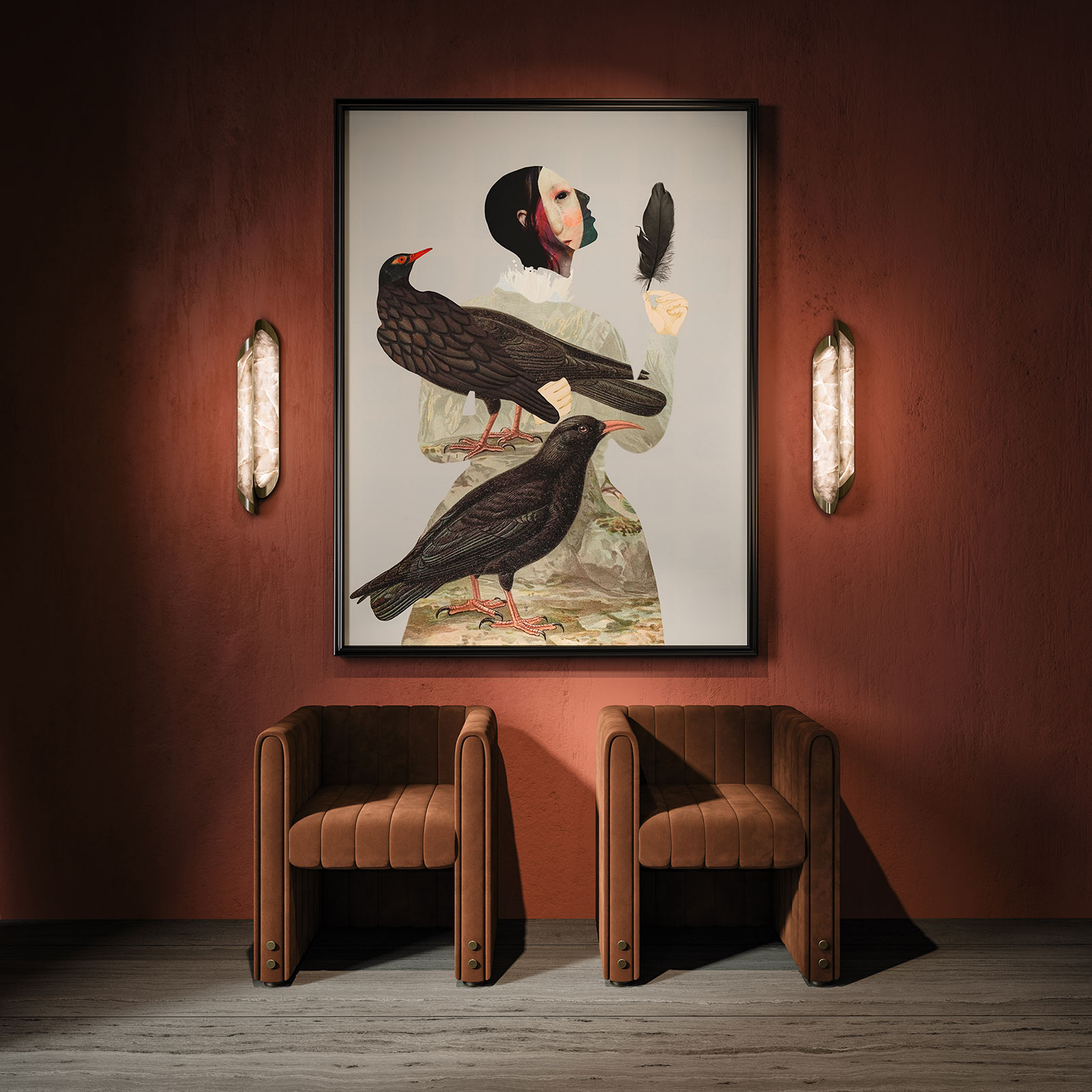 Glacier Wall Lamp Inglewood Dining Chair side with Glacier Wall Lamp in Lobby set