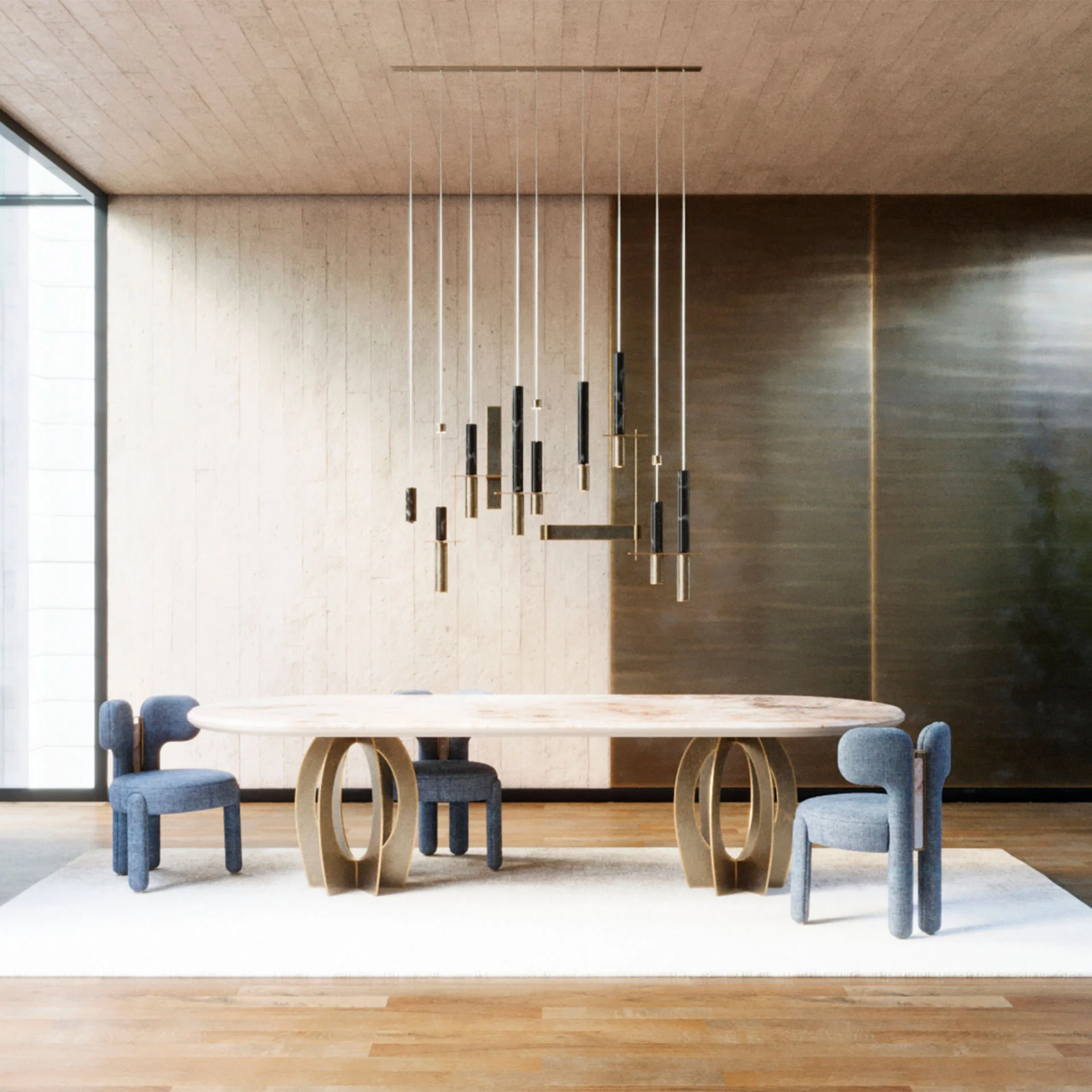 Boulder oval dining table