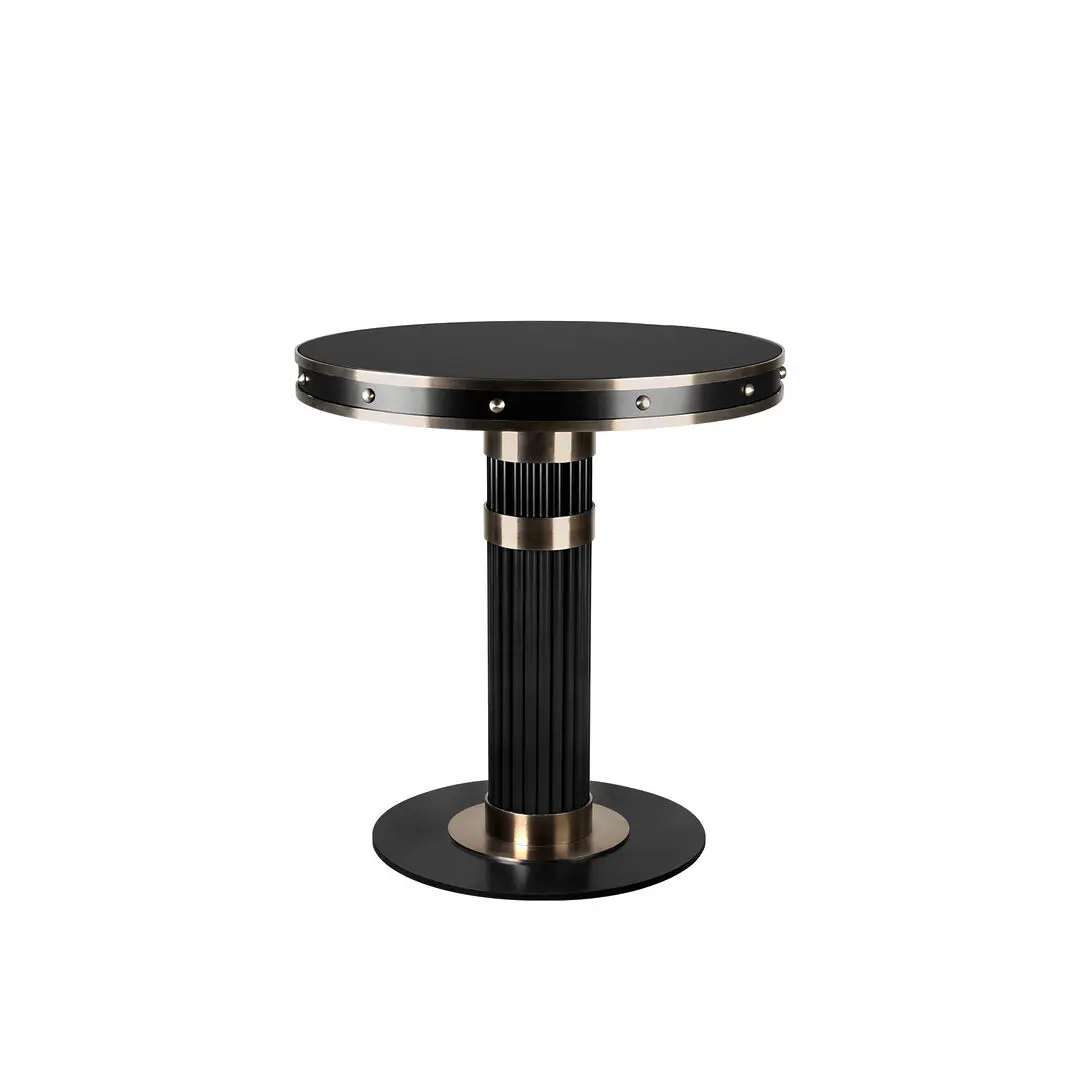 Willis dining table, lacquered in black with steel detailing.